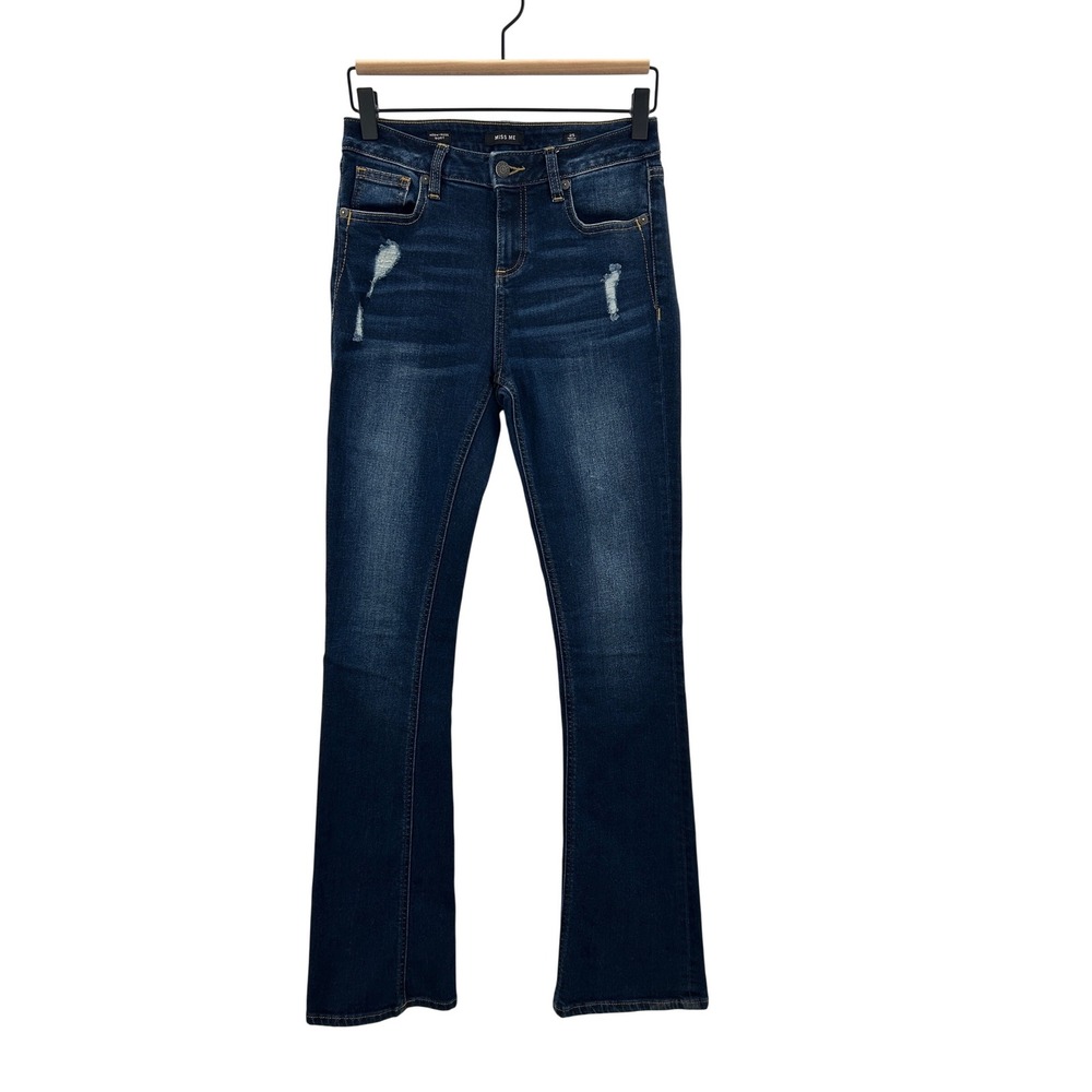Miss Me Womens High Rise Bootcut Distressed Back Flap Pocket Jeans Size 25x33